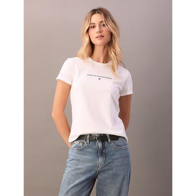 Camiseta Calvin Klein Jeans Feminino Organic Frase - Off White