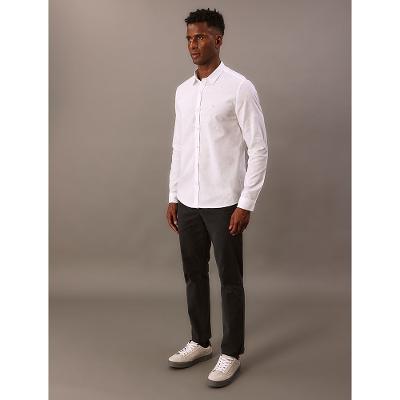 Camisa Manga Longa Calvin Klein Jeans Slim Cotton Linen - Branco