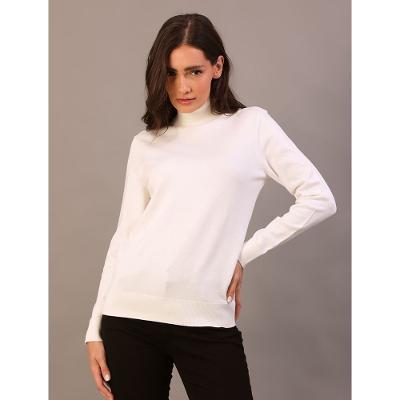Tricô Feminino Gola Alta Calvin Klein Jeans - Off White