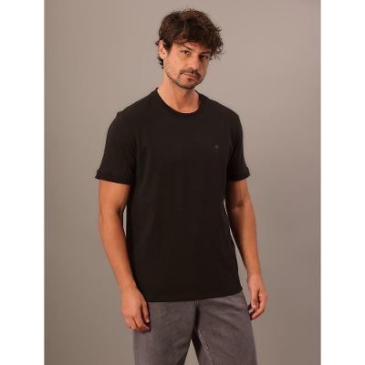 Camiseta Manga Curta Calvin Klein Jeans Masculino Malhão Com Punhos - Preto
