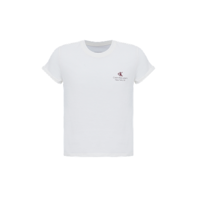 Blusa Calvin Klein Jeans Girl Manga Curta Orgânica - Off White