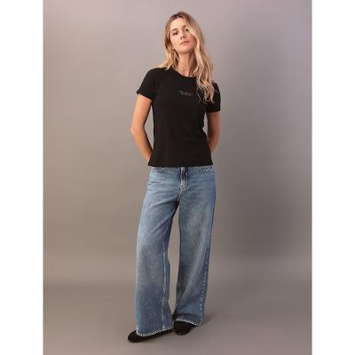 Camiseta Calvin Klein Jeans Feminino Organic Frase - Preto