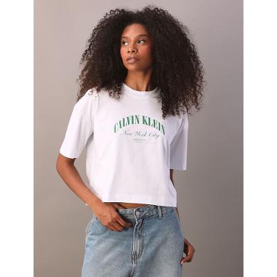 Camiseta Calvin Klein Jeans Feminino Manga Curta Copa - Branco