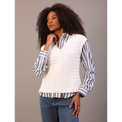 Colete de Tricot Calvin Klein Jeans Feminino Ponto Tramado - Off White