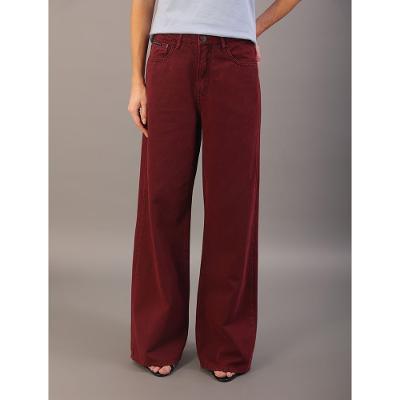 Calça Color Feminina Wide Leg Long 5 Pockets - Bordo