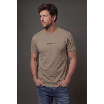 Camiseta Manga Curta Calvin Klein Jeans Masculino Logo Est. 1978 - Caqui Claro
