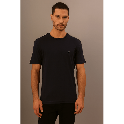 Camiseta Masculina Logo Bordado - Marinho