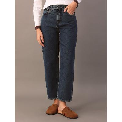 Calça Jeans Barrel Feminina 5 Pockets - Marinho
