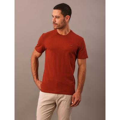 Camiseta Manga Curta Calvin Klein Masculino Piquet Patch Borrach - Ferrugem