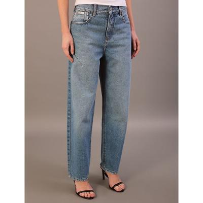 Calça Jeans Feminina Barrel 5 Pockets Com Pence - Azul Médio