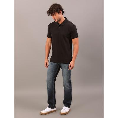 Polo Manga Curta Calvin Klein Jeans Slim Calvin Klein Jeans Refletivo - Preto