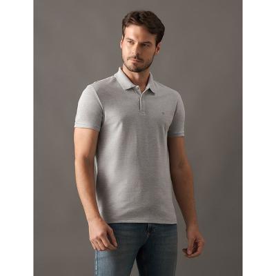 Polo Masculina Básica Slim Sem Friso Calvin Klein - Cinza