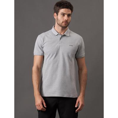 Camisa Polo Masculina Slim Básica Com Friso Calvin Klein - Cinza