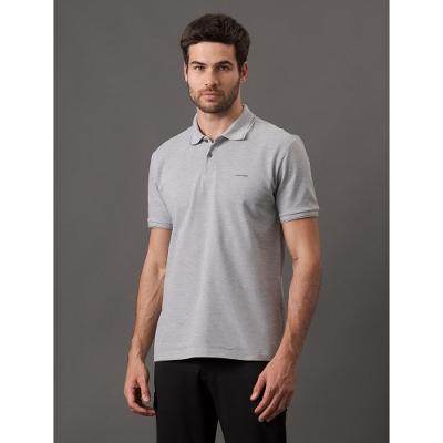Camisa Polo Masculina Básica Com Friso Calvin Klein - Mescla