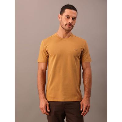 Camiseta Manga Curta Calvin Klein Masculino Piquet Patch Borrach - Havana