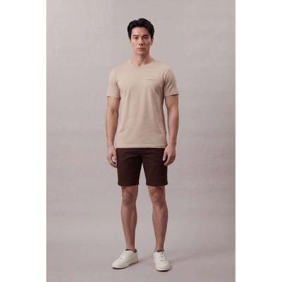 Camiseta Manga Curta Calvin Klein Jeans Masculino Logo Basico Peito - Caqui Claro