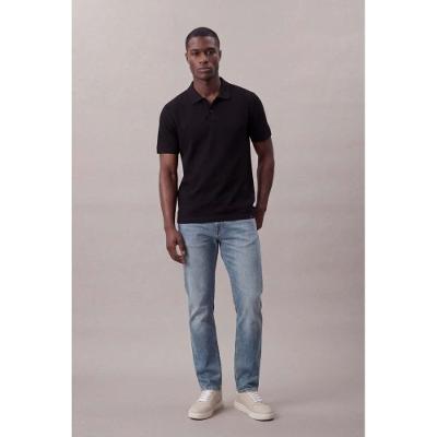 Polo Manga Curta Calvin Klein Jeans Slim Malha Favo - Preto