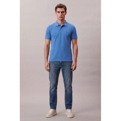 Polo Mc Ckj Masc Logo Re Issue Peito - Azul Médio