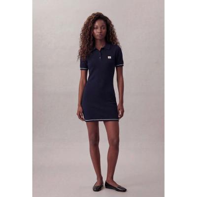 Vestido Ckj Tricot Gl Polo Curto - Azul Médio