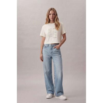 Camiseta Cropped Ckj M/c Graphic - Off White