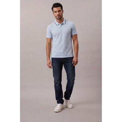 Camisa Polo Ck Mc Micro Waffle - Azul Claro