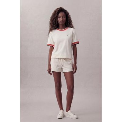 Camiseta Ckj Fem Punho e Gola Retilínea - Off White
