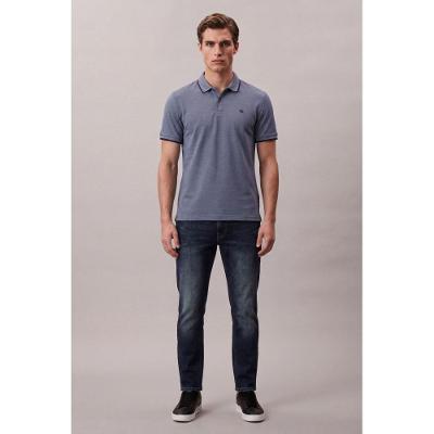 Polo Manga Curta Calvin Klein Jeans Slim Friso Calvin Klein Bordado - Indigo