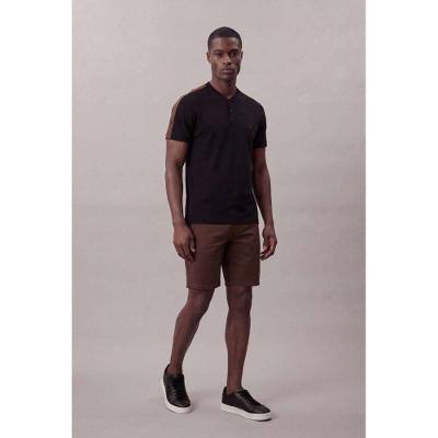 Polo Manga Curta Calvin Klein Jeans Regular Recorte Manga Padre - Preto