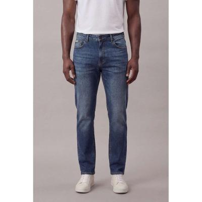 Calça Jeans Straight 5 Pockets - Azul Médio