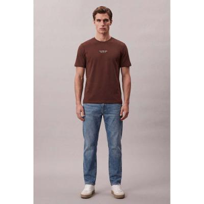 Camiseta Manga Curta Logo Calvin Klein Jeans, Ny - Marrom