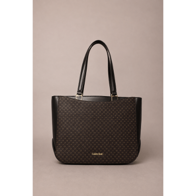 Bolsa Ck Tote Lisa Metal na Alça - Marrom