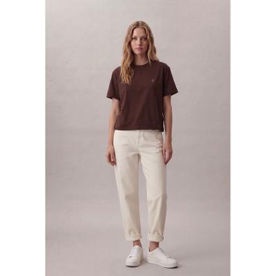 Camiseta Calvin Klein Jeans Feminino Viscolycra - Marrom