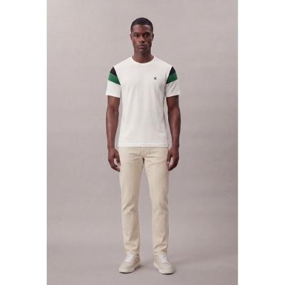 Camiseta Manga Curta Calvin Klein Jeans Masculino Recortes Manga - Off White