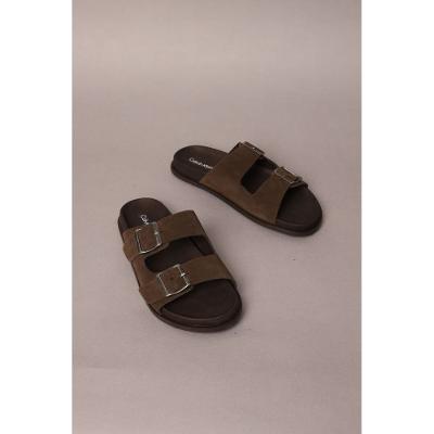 Sandália Calvin Klein Jeans Slide Fivelas - Marrom