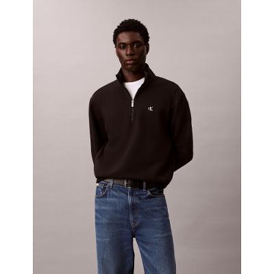 Casaco de Moletom Calvin Klein Meio Zíper Gola Alta - Preto
