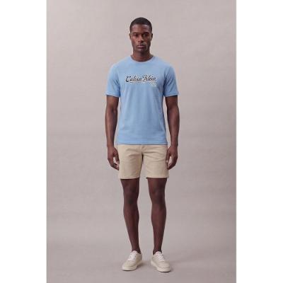 Camiseta Mc Ckj Masc Calvin Bordado - Azul Claro
