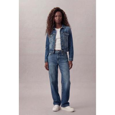 Jaqueta Jeans Embossed Barra - Azul Médio