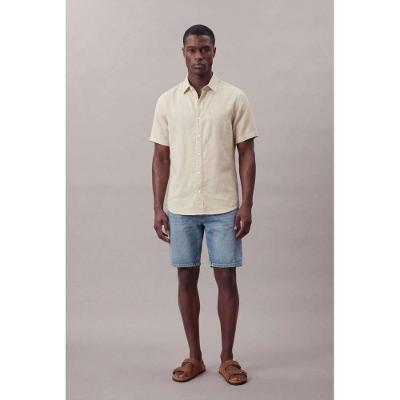 Camisa Manga Curta Cotton Linen - Areia