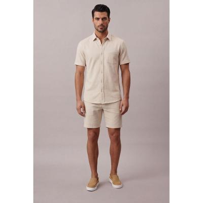 Camisa Oversized Sarja Com Bolso - Areia