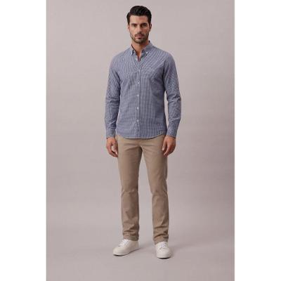 Camisa Manga Longa Regular Vichy Com Bd - Marinho