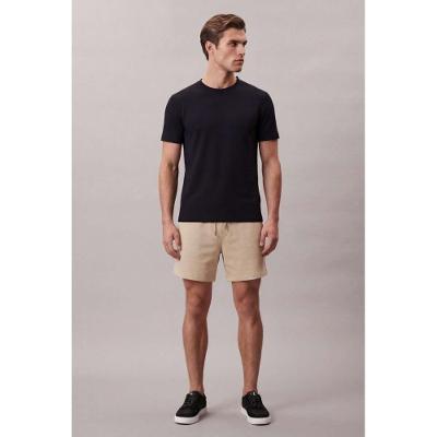 Camiseta Manga Curta Calvin Klein Jeans Masculino Piquet Gola Dupla - Marinho