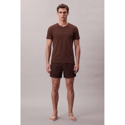 Camiseta Mc Swimwear Masc Decote v - Marrom