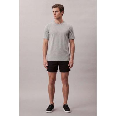 Camiseta Manga Curta Calvin Klein Jeans Masculino Piquet Gola Dupla - Mescla