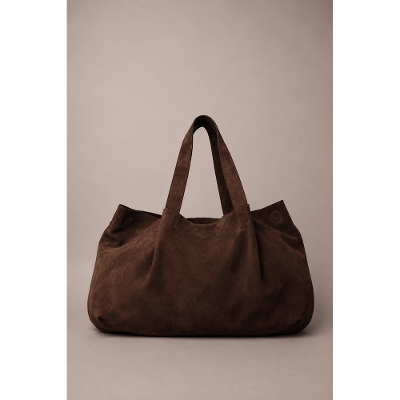 Bolsa Grande Calvin Klein Camurça Dupla Função - Marrom
