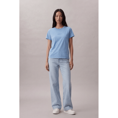 Camiseta Calvin Klein Jeans Feminino Re Issue Centralizado St - Azul Claro