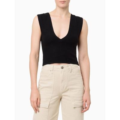 Top Feminino Tricot Decote v Canelado Calvin Klein Jeans - Preto
