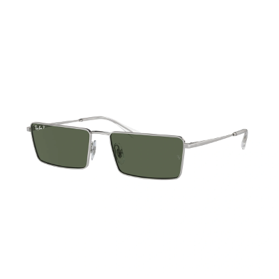 Óculos de Sol Ray-Ban Emy Polarizado 0RB3741 003/9A59 Metal Prateado com lentes na cor Verde
