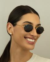 Óculos de Sol Ray-Ban Oval 0RB3547N 001/B151 Metal Dourado com lentes na cor Cinza - 4