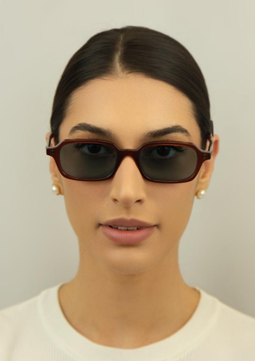 Óculos de Sol Ray-Ban Zuri 0RB4455 68098052 Acetato Vermelho Escuro com lentes na cor Azul - 3