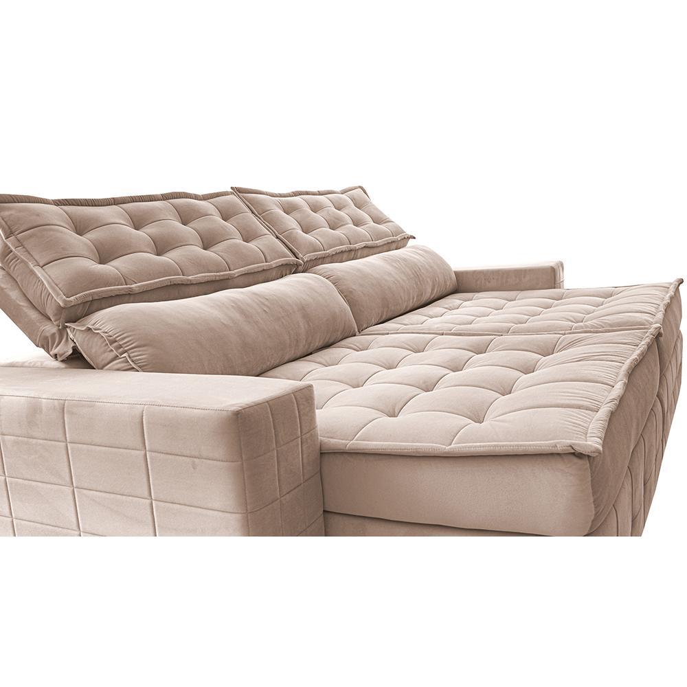 Sofá Retrátil e Reclinável 2,15m Cama inBox Big Puffer com SoftGel D40 Velupluma Bege - 4